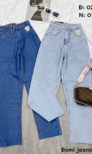 Quần jeans baggy nữ ống rộng màu xanh đẹp giá rẻ