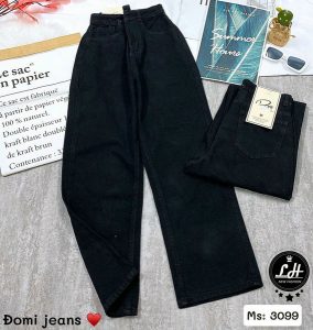 quần jeans nữ ống suông màu đen giá rẻ