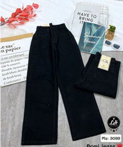 quần jeans nữ ống suông màu đen giá rẻ